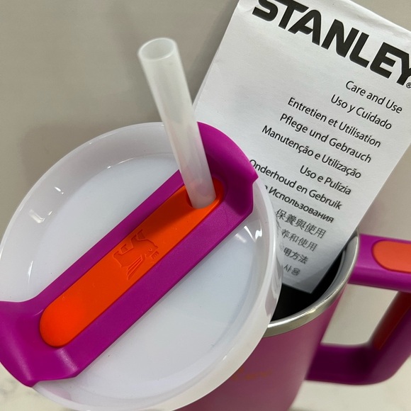 Stanley Vibrant Pink Tumbler with Orange Accent - Picture 4 of 13